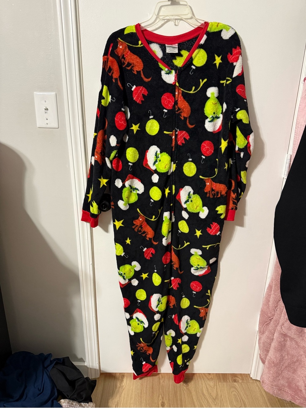 Black Grinch Print Women’s Fleece Bodysuit